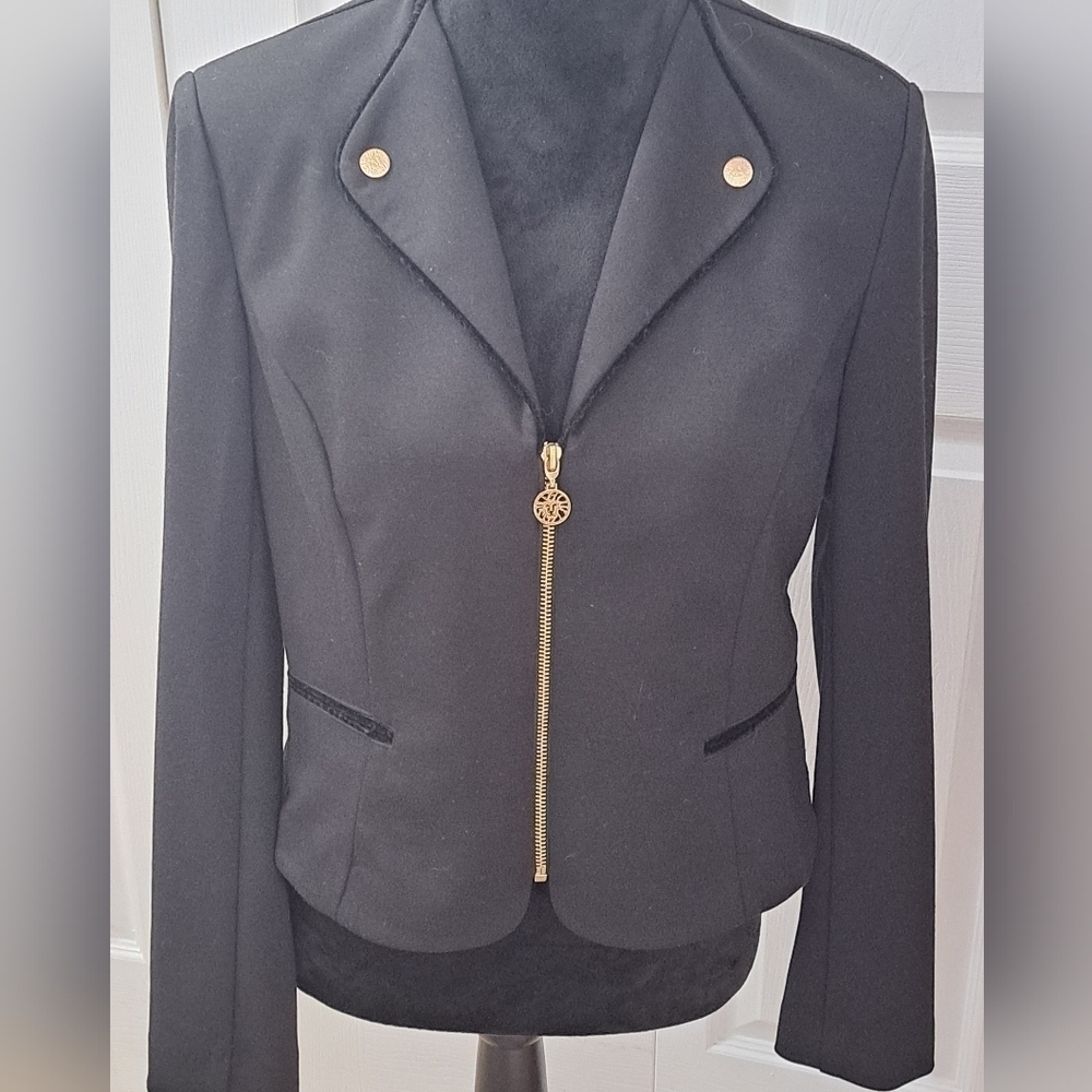 Anne Klein Black Zip Up Jacket Size M